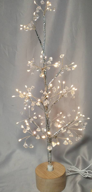 60cmの透明なダイヤモンド型のシルバーツリーランプ木製の回転ベースと