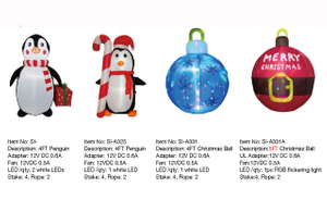 ペンギンとクリスマスボールのインフレータブルライト