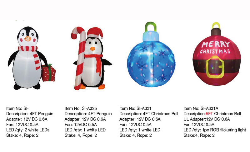 ペンギンとクリスマスボールのインフレータブルライト