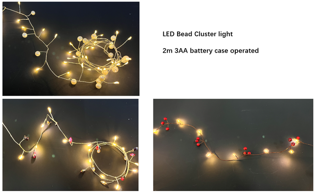 ストリングライト+ビーズクラスター