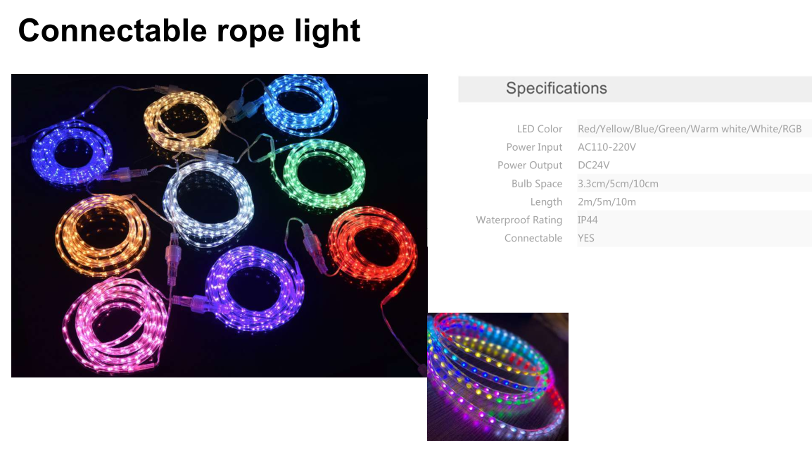 接続可能なロープライト 