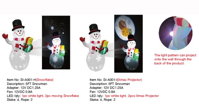 5FT スノーマンインフレータブルライト 