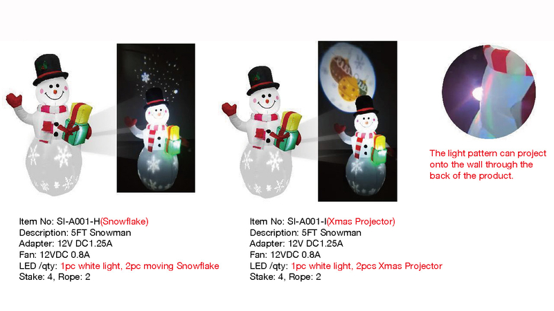 5FT スノーマンインフレータブルライト 
