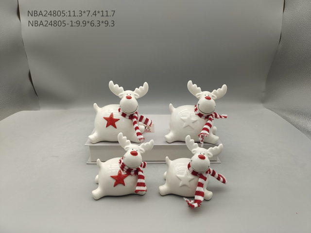 スカーフを持ってジャンプする磁器のトナカイ - 26