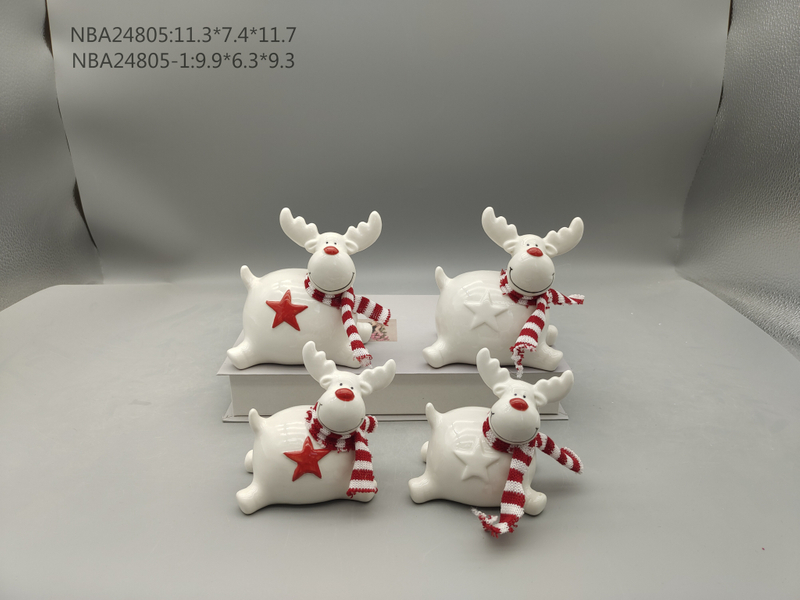 スカーフを持ってジャンプする磁器のトナカイ - 26