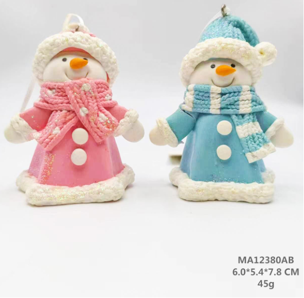 粘土生地ブルー/ピン雪だるまはスカーフをかぶっています- 47