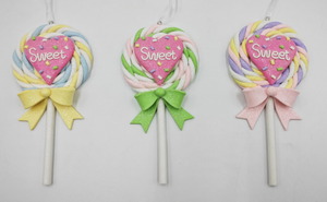 粘土生地のハート付きロリポップ- 38