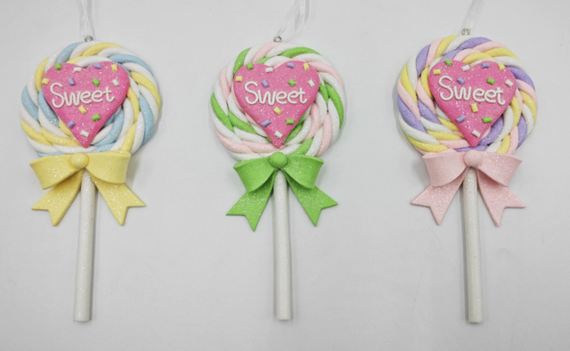 粘土生地のハート付きロリポップ- 38