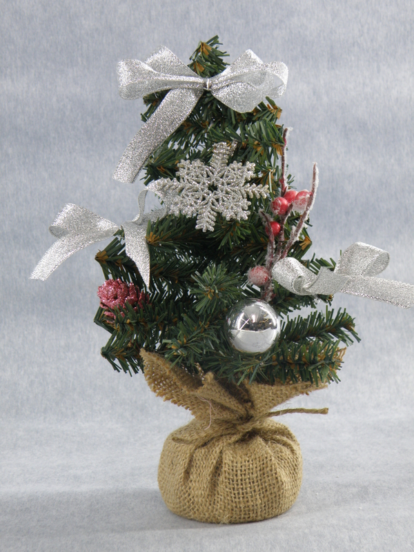X'masグリーンミニツリー盆地+グリッターボール/デフコル付き。松ぼっくり/雪の結晶/シルバーベルト - 54