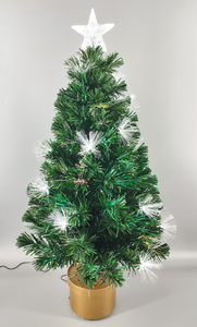 X'mas グリーンカラー クリスタルファイバーツリー + トップスター 丸型洗面器付き - 14