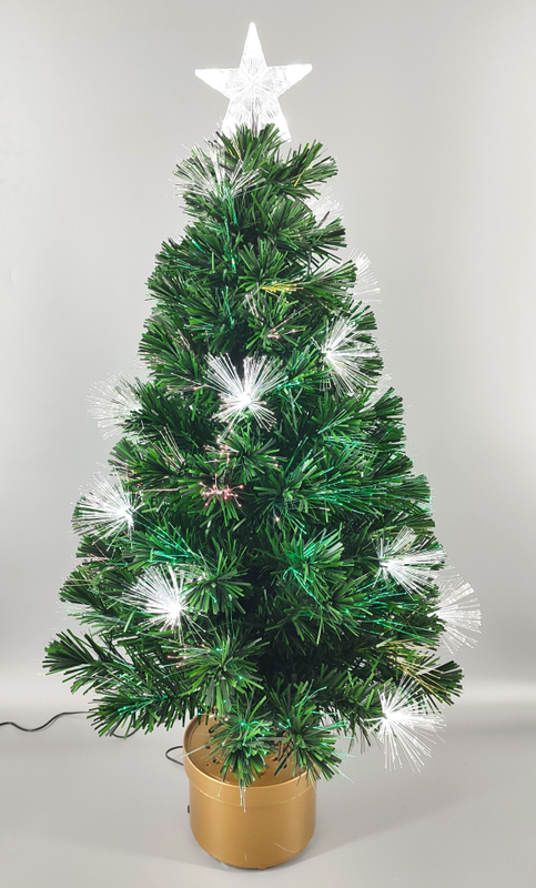 X'mas グリーンカラー クリスタルファイバーツリー + トップスター 丸型洗面器付き - 14