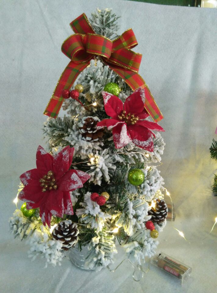 X'masグリーンミニツリー+植毛鉢付き+カラフルボール/松ぼっくり/ベルト - 1