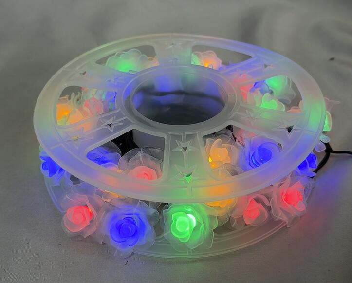 5メートルのバラの花LEDストリングライトライト40個のマルチカラー（4色）電球、パーティー/庭/お祝いイベントのための活気のある装飾照明