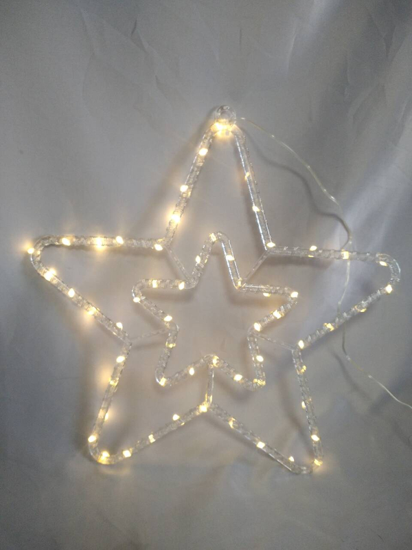 柔軟な銅線を備えた星型60ライト温かい白いLEDストリングライト - 透明な8モードUSBコネクタ、お祝い/装飾照明に最適