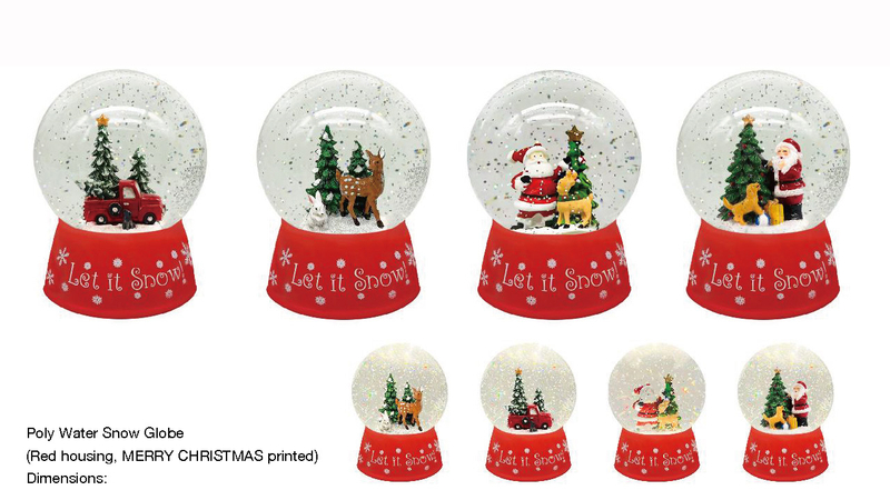 アクリルポリウォータースノードーム 車/トナカイ/サンタクロース&トナカイ SR-127