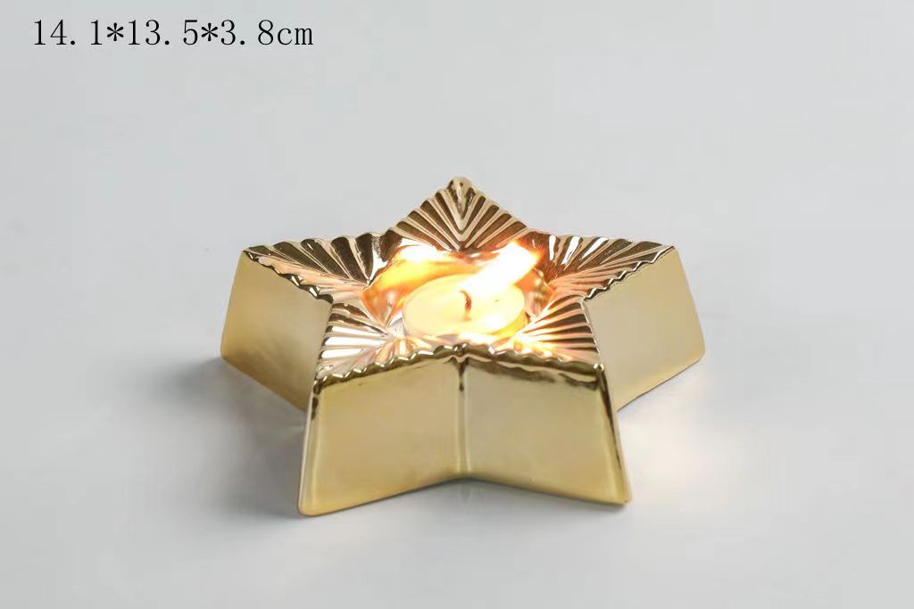 磁器ビッグゴールドスターキャンドルホルダー- 20