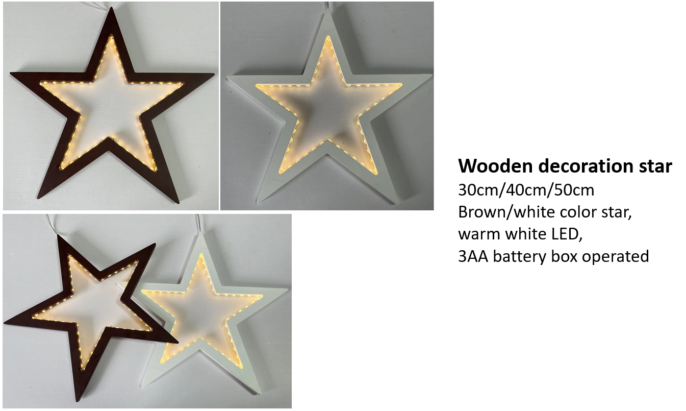 木製サークル/スター/クリスマスツリー LEDライト付き