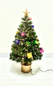 クリスマスグリーンカラークリスタルファイバーツリー+トップスターと正方形洗面器+ギフト/ボール装飾 - 19