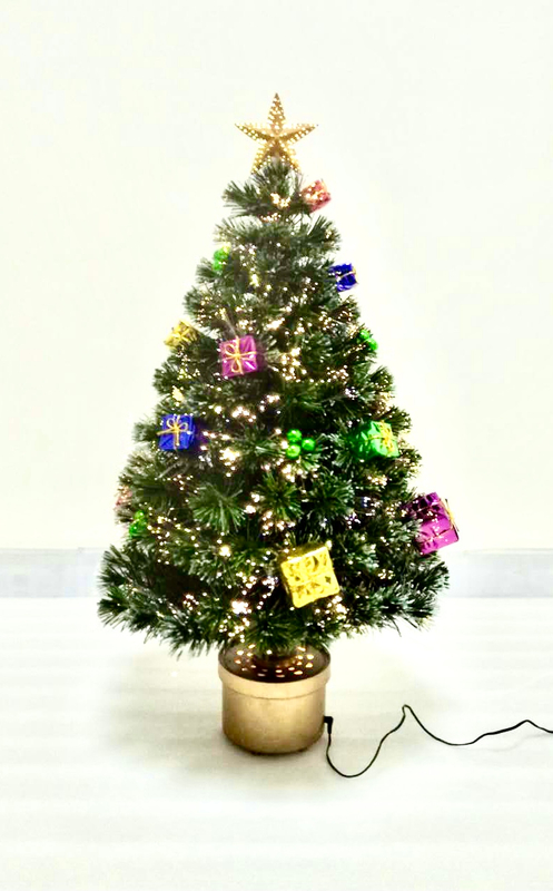 クリスマスグリーンカラークリスタルファイバーツリー+トップスターと正方形洗面器+ギフト/ボール装飾 - 19