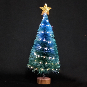 X'mas グリーンミニツリー 木製洗面器+グリッタートップスター付き - 42