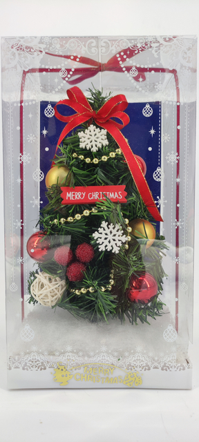 X'masグリーンミニツリー 洗面器+デフコル付き。ボール/スノーフレーク/レッドベルト - 27