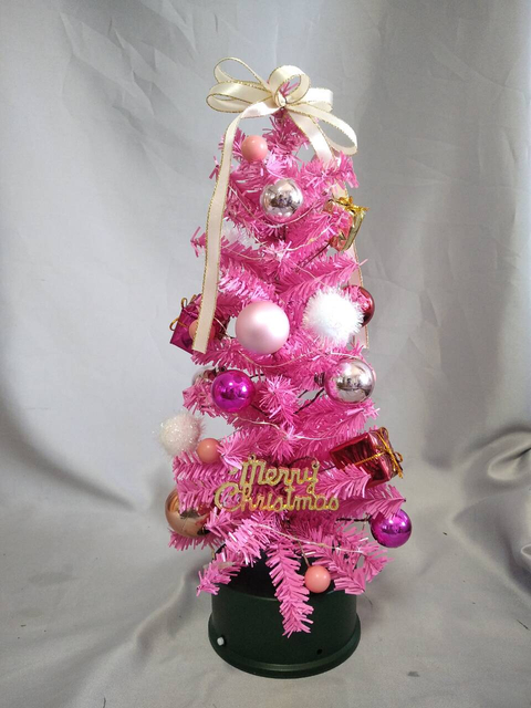 ピンク35cm回転ミニクリスマスツリー