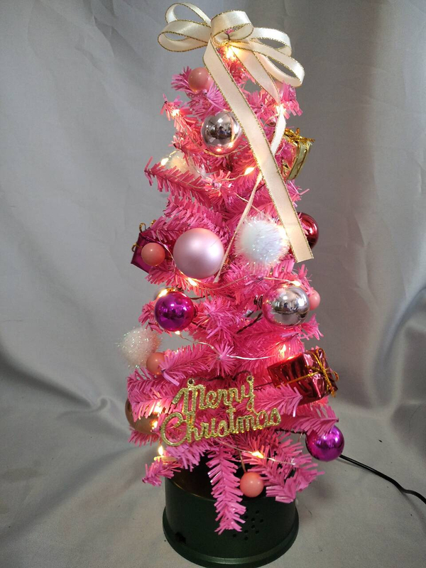 ピンク35cm回転ミニクリスマスツリー