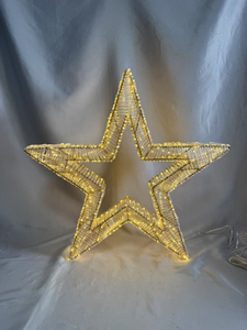 60cmの鉄フレーム5ポイントスターチューブライト580温かい白いLEDときらめく電球を備え