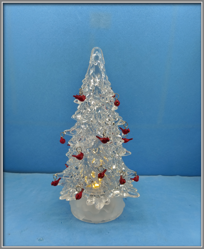 ロビン付きアクリルクリアクリスマスツリー