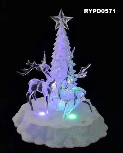 アクリル透明トナカイとクリスマスツリー