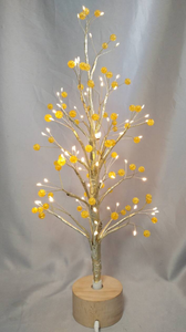 木製の回転ベース付き60cmゴールドラウンドビーズゴールデンツリーランプ