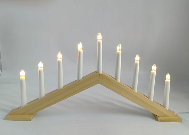 9個のLED木製キャンドルブリッジライト