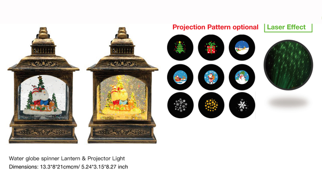 アクリル ウォーターグローブ スピナー ランタン&プロジェクター ライトスキー サンタクロース SR-34