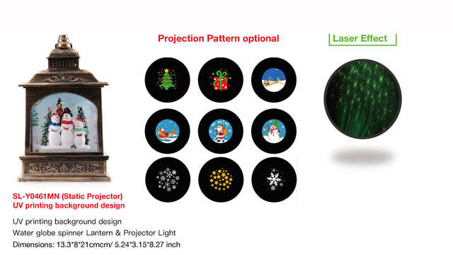 アクリルウォーターグローブスピナーランタン&プロジェクターライトスノーマン SR-27