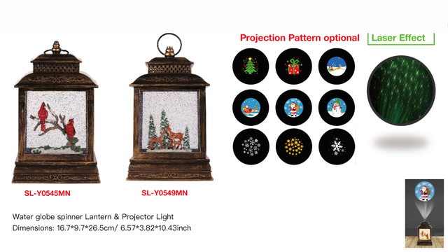 アクリルウォーターグローブスピナーランタン&プロジェクターライト牽引赤い鳥/トナカイ SR-19