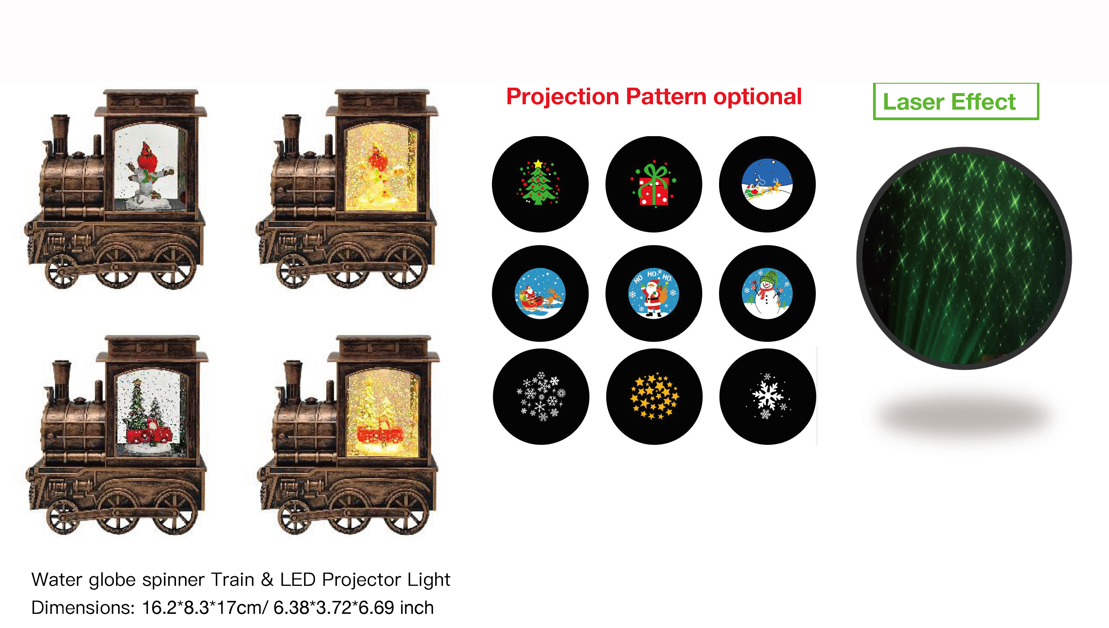 アクリルウォーターグローブスピナー 電車&LEDプロジェクターライト レッドバード/カー SR-65