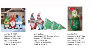 ドワーフとノーム、ツリーとクマのインフレータブルLEDライト付き