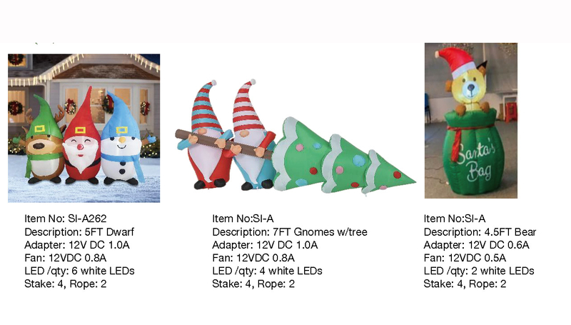 ドワーフとノーム、ツリーとクマのインフレータブルLEDライト付き