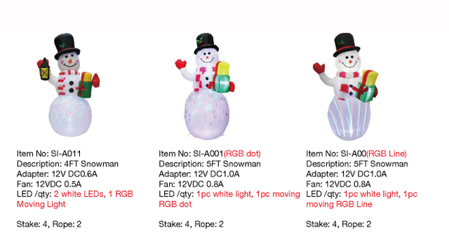 4フィート、5フィートの雪だるまインフレータブルライト