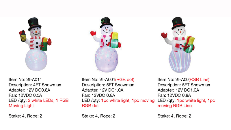 4フィート、5フィートの雪だるまインフレータブルライト