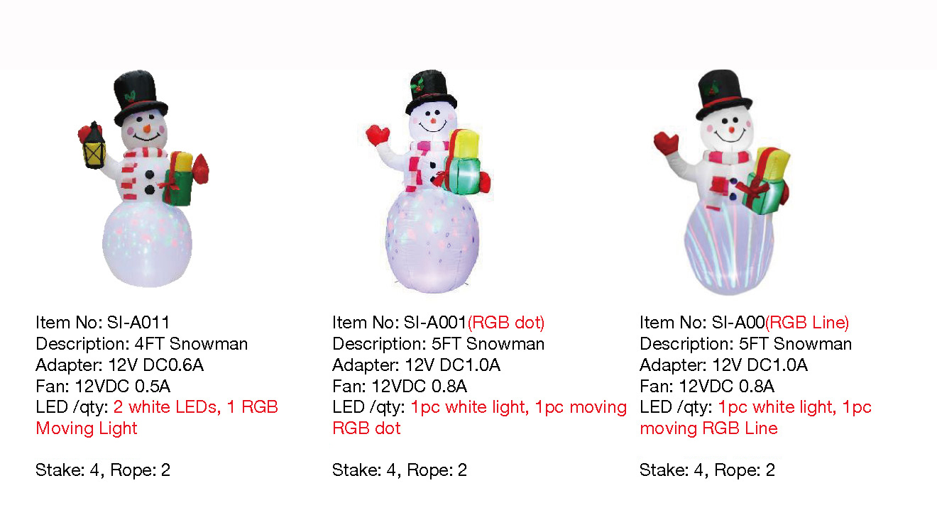 4フィート、5フィートの雪だるまインフレータブルライト