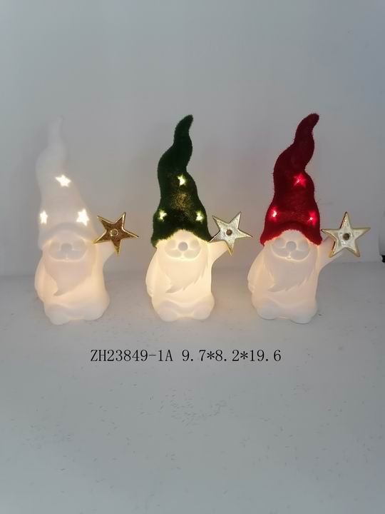 左手に星を持つ磁器の小さなサンタクロース - 5