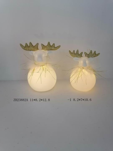 点滅する角のライトを持つ磁器のトナカイ - 16