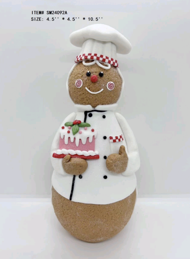 粘土生地 ジンジャーブレッドマンがケーキを抱く - 4