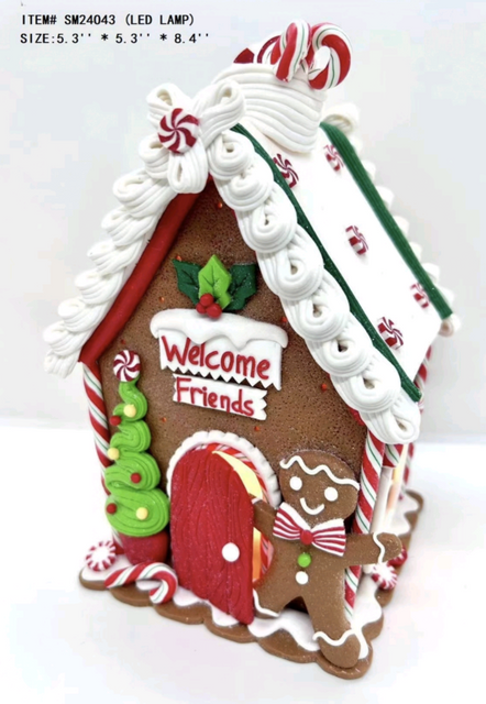 粘土生地 家の前に立っている小さなジンジャーブレッドマン 友達を歓迎します - 21