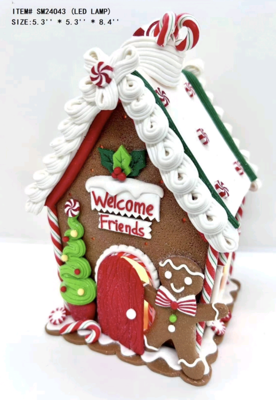 粘土生地 家の前に立っている小さなジンジャーブレッドマン 友達を歓迎します - 21