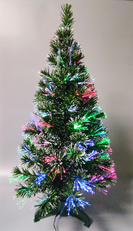 X'mas グリーン/ホワイト カラー クリスタルファイバー ツリー + トップスター 丸型洗面器付き - 3