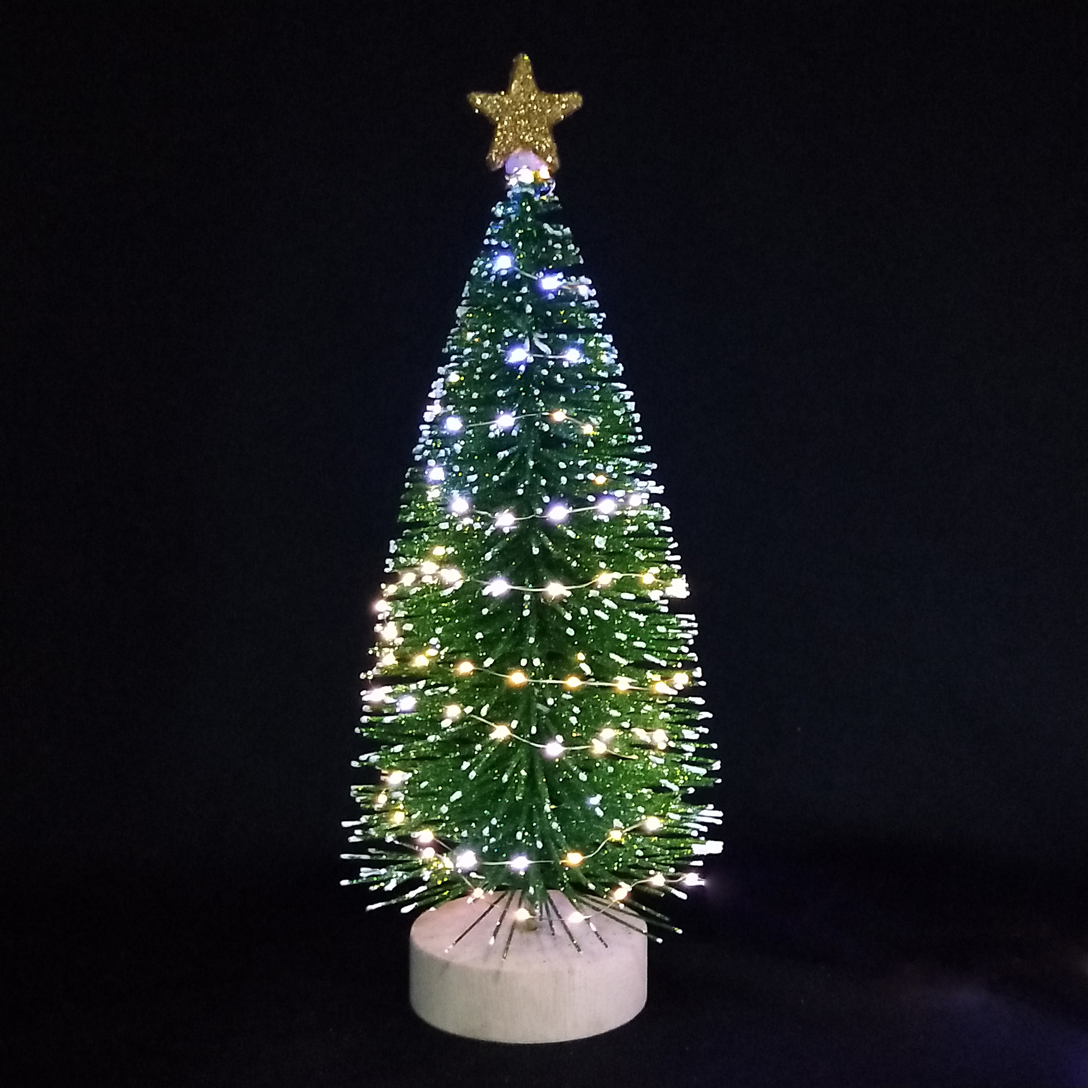 X'mas グリーン ミニツリー 洗面器付き + グリッタートップスター - 48