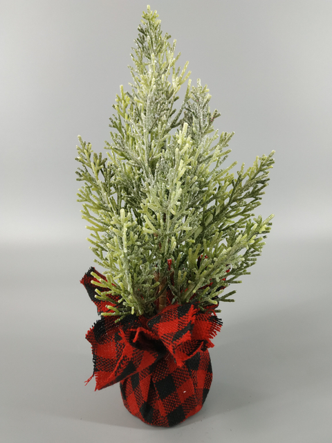 X'mas グリーン ミニ ツリー 赤い布製洗面器付き - 16