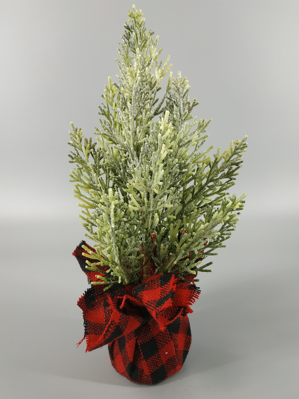 X'mas グリーン ミニ ツリー 赤い布製洗面器付き - 16